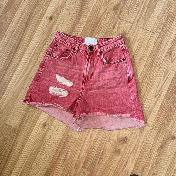 One Teaspoon High Waist Bandit Shorts Red Size 24 - Picture 4 of 7